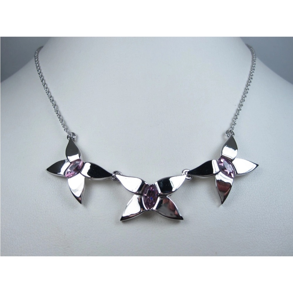 NWT Nina Ricci X Avon Collab 80's Vintage Rhodium Plated Swarovski Necklace
